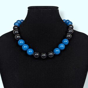 V. Black & Blue Lucite Beaded Necklace